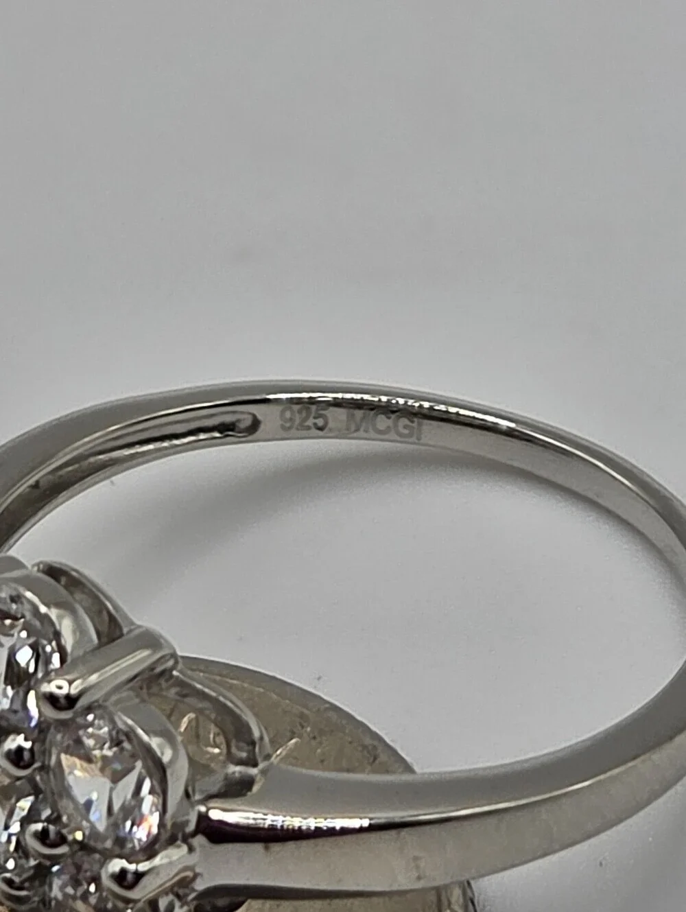 Sterling Silver Flower Ring Lab White Sapphire Size 9 Floral Statement